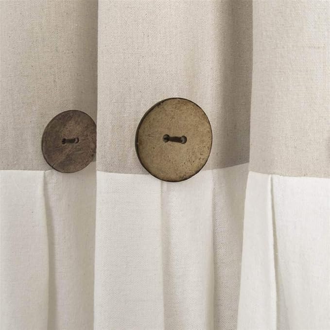 Lush Decor Linen Button Window Curtain Panel, Linen- Country Curtains - Image 5