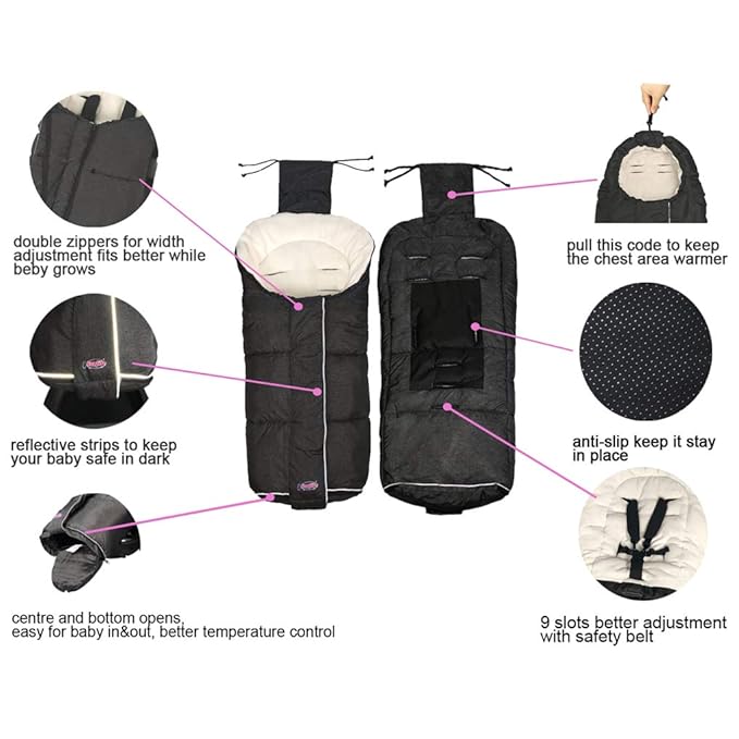 Waterproof Winter Universal Stroller Bunting Bag Toddler, Width Adjustable - Image 3