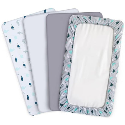 Crib Sheets for Boys or Girls 4 Pack, Baby Crib Sheets 52'' x 28'' for Standard - Image 5