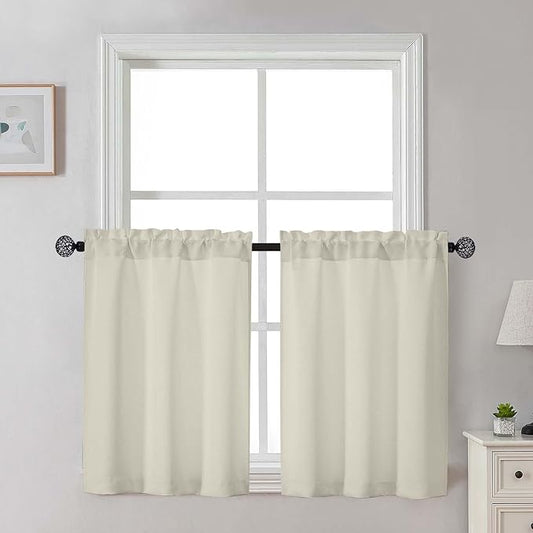 Gwine Short Curtains 30 Inch Length, Light Filtering Small Kitchen Window by Gwine