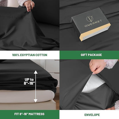 Egyptian Cotton Sheets Full Size 4PCS 1000 Thread Count Sateen Weave Soft - Image 4