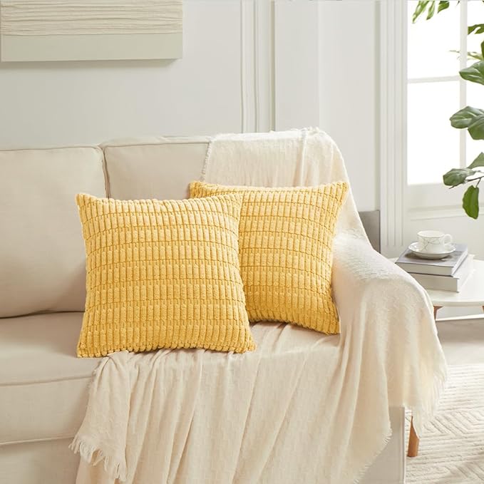 Fancy Homi 4 Packs Yellow Euro Decorative Throw Pillow Covers 26x26 Inch - Image 6