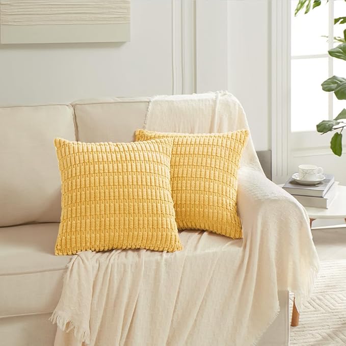 Fancy Homi 4 Packs Yellow Decorative Throw Pillow Covers 22x22 Inch - Image 6