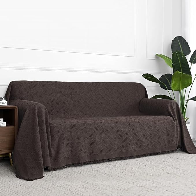 MYSKY HOME Chocolate Geometrical Sofa Covers, Couch Cover - Image 4
