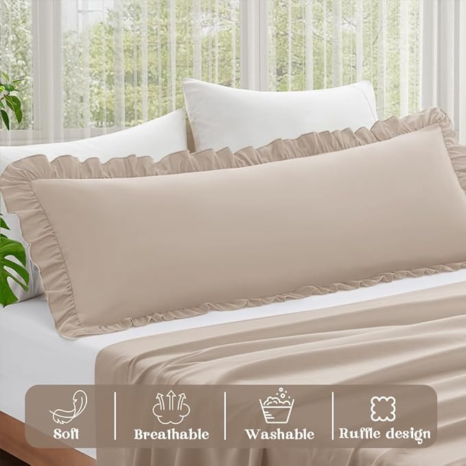KKJIAF Ruffle Body Pillow Cases Set of 1, Ruffled Pillow Covers - Image 2