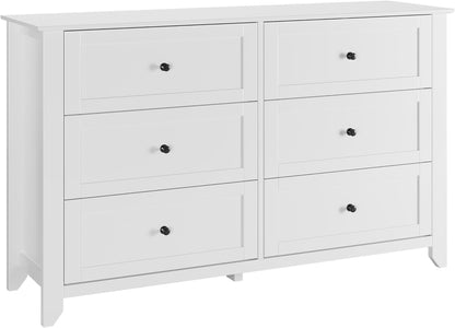 garveehome white 6 drawer dresser for bedroom, side view