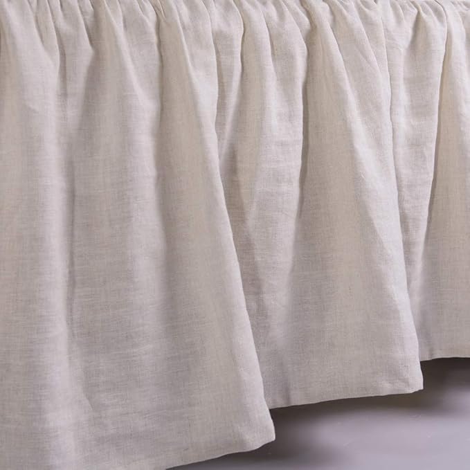 meadow park Washed Linen bedskirt, Queen Size 60" W x 80" L, Drop 16", Super - Image 4