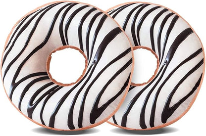 HYSEAS Round Throw Pillow 14 Inch Chocolate White Donut, 3D Digital Print by HYSEAS