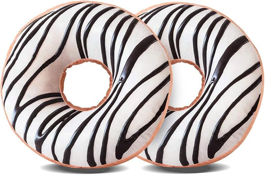 HYSEAS Round Throw Pillow 14 Inch Chocolate White Donut, 3D Digital Print by HYSEAS