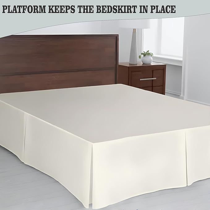 Pleated Bed Skirt Queen Size, Split Corners, Wrinkle-Resistant Microfiber - Image 3