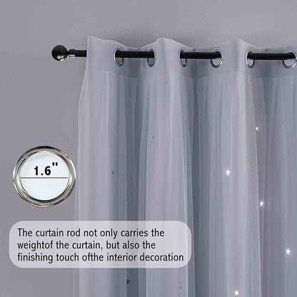 Anytime Romantic Kids Curtain, Hollow-Out Stars Window Curtain Double Layer - Image 3
