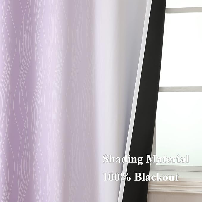 Estelar Textiler Lilac and Greyish White Gradient Blackout Curtains - Image 5