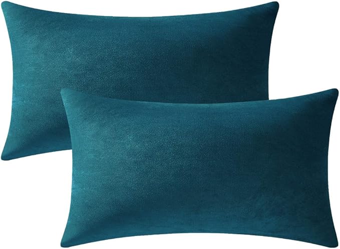 12x20 Throw Pillow Cases Teal Christmas: 2 Pack Cozy Soft Polyester Rectangular by DEZENE
