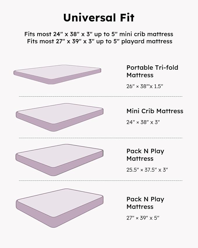 Pack and Play Sheets Fitted, Mini Crib Sheets 2-Pack - Image 5