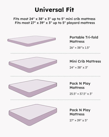 Pack and Play Sheets Fitted, Mini Crib Sheets 2-Pack - Image 5