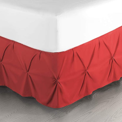 Nestl Red Bed Skirt Twin Size, Pinch Pleat Twin Bed Skirt, Hotel Quality Red by Nestl