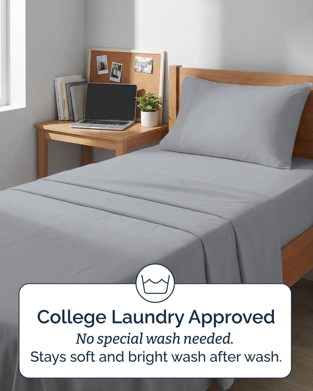 Extra Deep Twin XL Sheet Set - 3 Piece College Dorm Room - Steel Blue