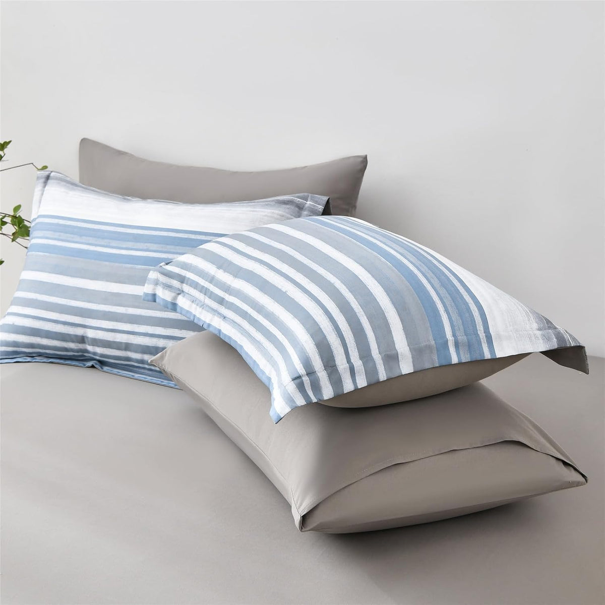 kakijumn striped comforter set full size, 7 piece on a desk or shelf