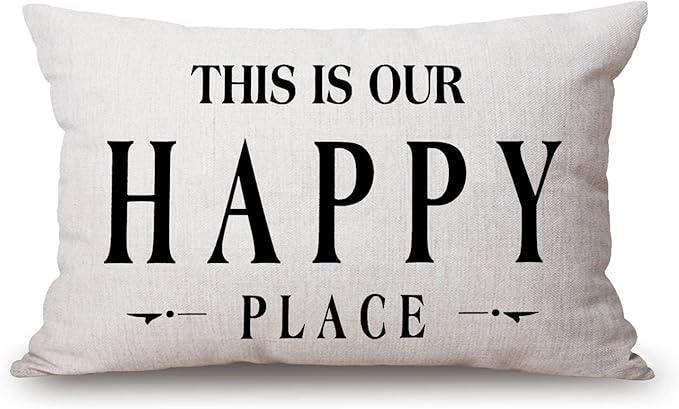 Pillow Covers with This is Our Happy Place Quotes 12" x 20" Lumbar Pillow by Solekla