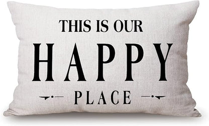 Pillow Covers with This is Our Happy Place Quotes 12" x 20" Lumbar Pillow by Solekla