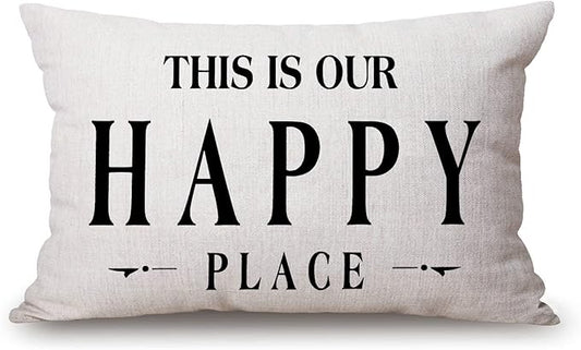 Pillow Covers with This is Our Happy Place Quotes 12" x 20" Lumbar Pillow by Solekla