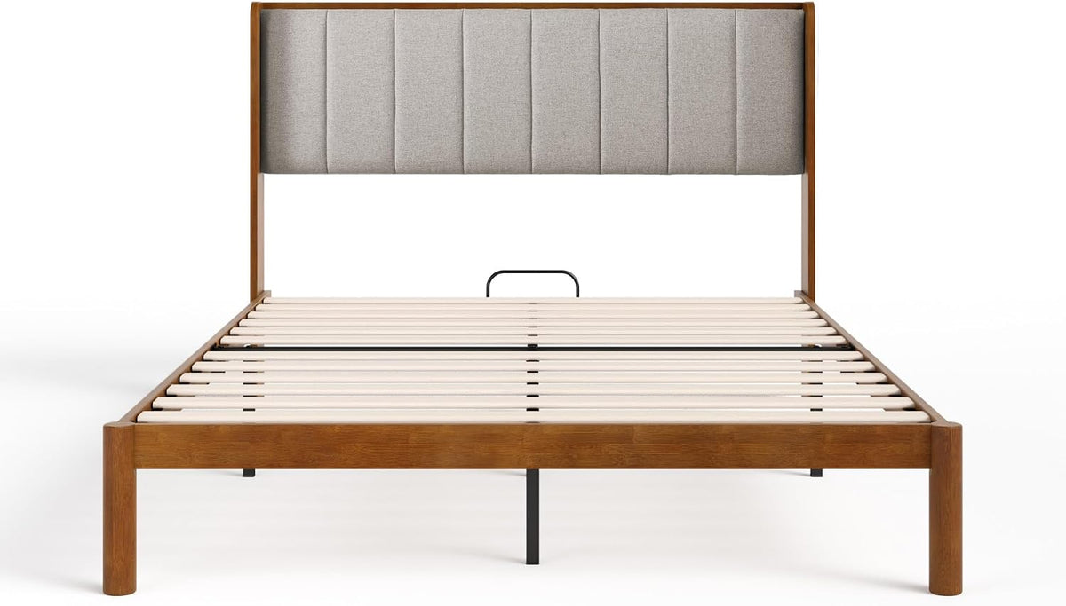 zinus jonas bamboo platform bed frame, wingback headboard, view 10