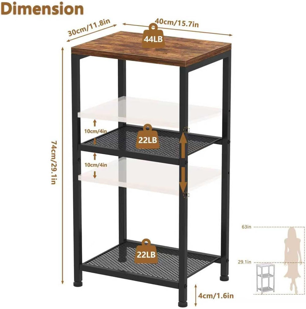 Heybly Small Side Table, 29.1" Tall End Table with Adjustable Shelf, Tel...