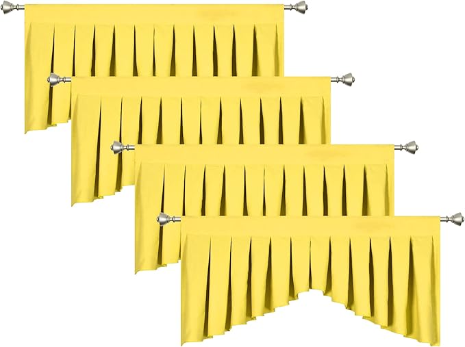Brilliant Yellow Valances for Windows， Rod Pocket Blackout Valance for Living - Image 3