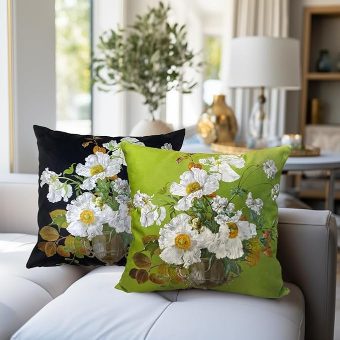 Vintage Floral Bouquet 28x28 Plush Throw Pillow Case, European Classical Oil - Image 4