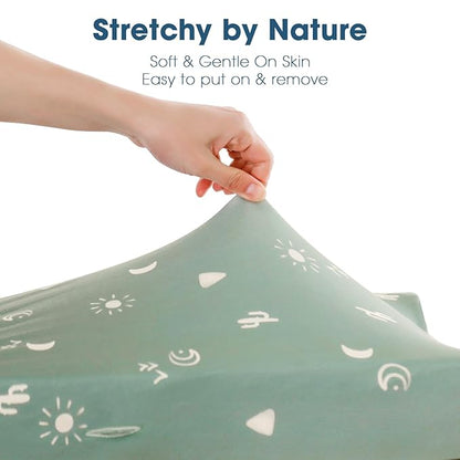 GRSSDER Stretch Ultra Soft Jersey Knit Changing Pad Cover Set 2 Pack, Change - Image 6