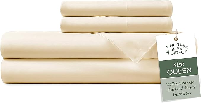 Hotel Sheets Direct 4 Piece Bed Sheet Set Queen Size, 100% Viscose Derived from by HOTELSHEETSDIRECT