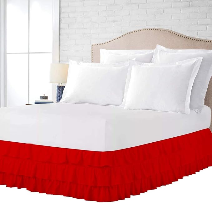Multi-Ruffle Bed Skirt, Soft Multi Ruffle Bed Skirt Elastic Dust Ruffles - Image 2
