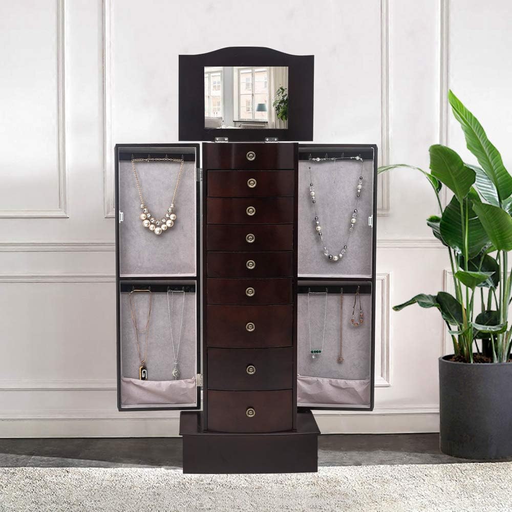 vasitelan large standing jewelry armoire cabinet chest with, package contents