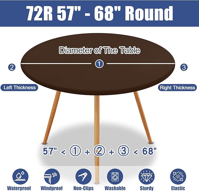 Round Spandex Tablecloth, Elastic Fitted Waterproof Tablecloths - Image 8