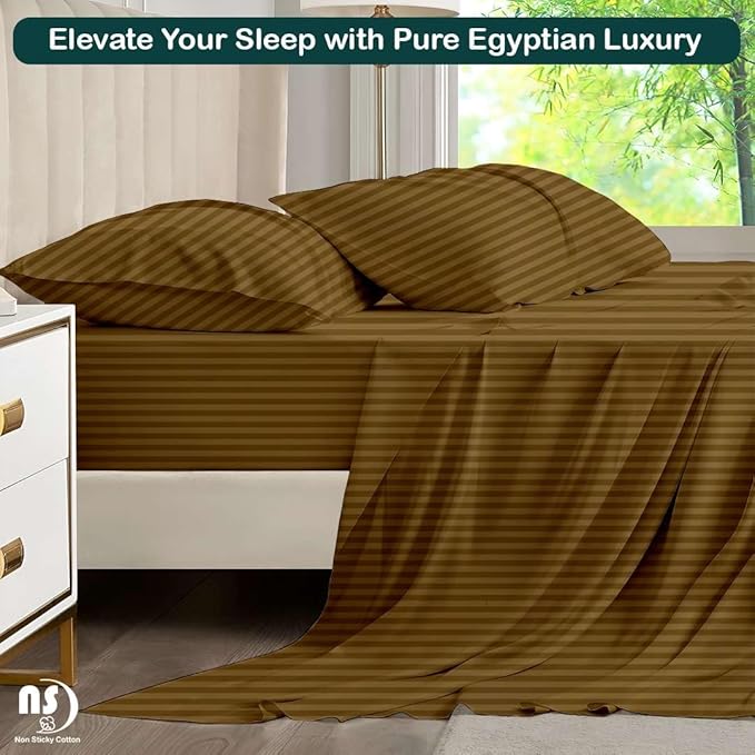 NON Sticky cotton Twin Size Sleeper Sofa Sheets, 4 Piece Egyptian Cotton Bed - Image 5