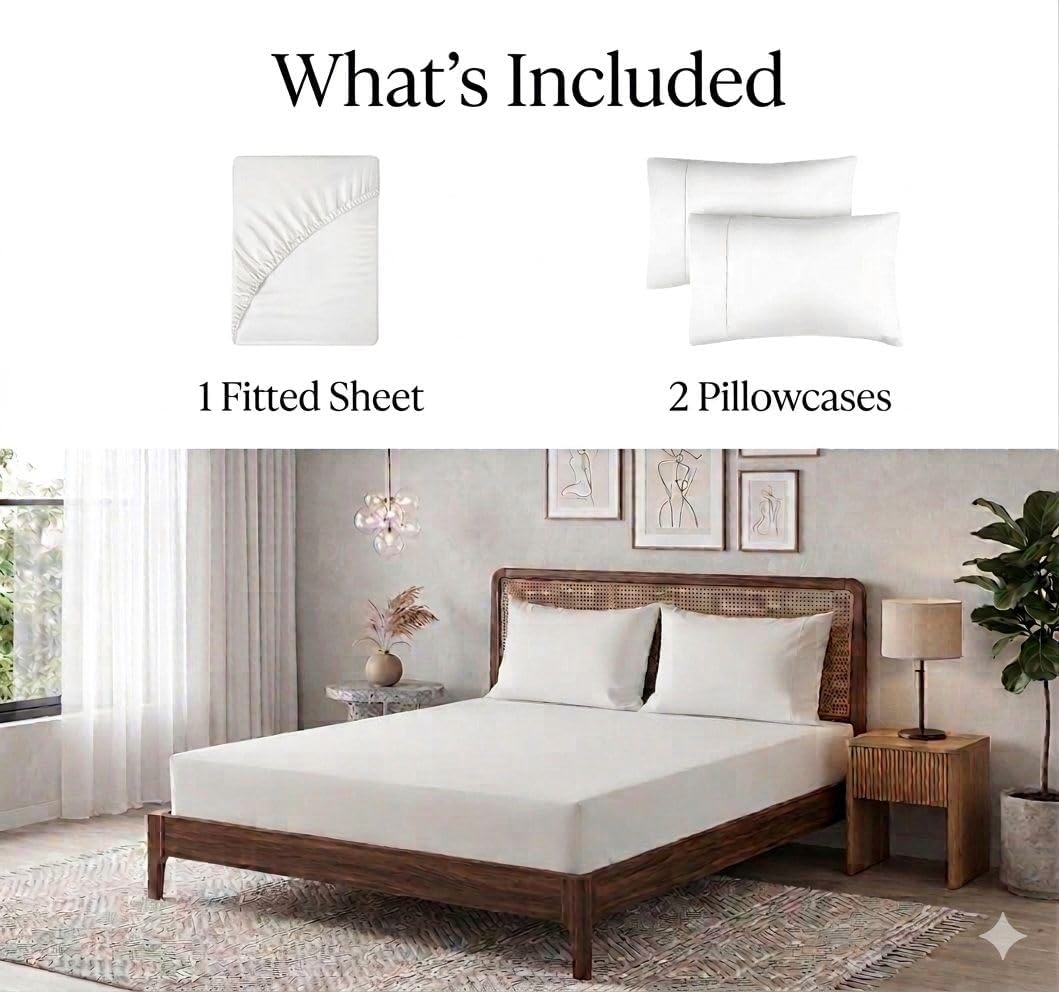3 piece, 100% egyptian cotton sheets king size shown in use