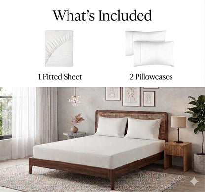 3 piece, 100% egyptian cotton sheets king size shown in use