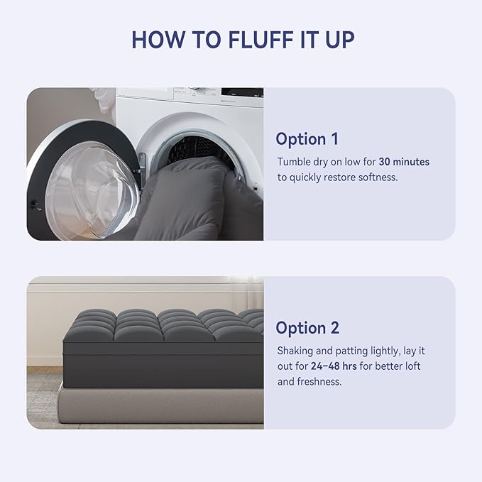 ELEMUSE Twin Grey Mattress Topper - Image 7