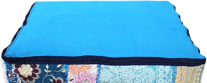 CRAFT KALA Indian Square Patchwork Traditional Pouf Cover Indian Living Room - Image 8