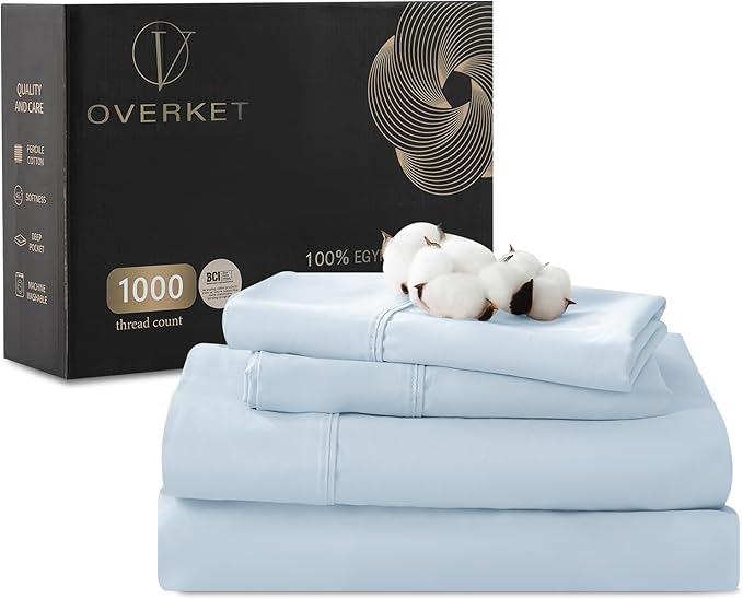 1000 Thread Count Egyptian Cotton Sheets Queen Size Set Sateen Weave Soft by overket