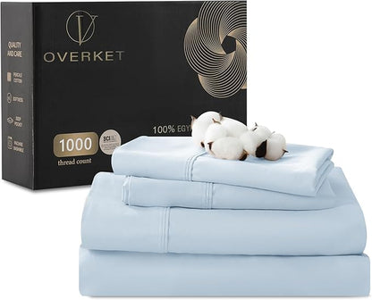 100% Egyptian Cotton Sheets Cal King Sheet Set 1000 Thread Count Sateen Weave by overket