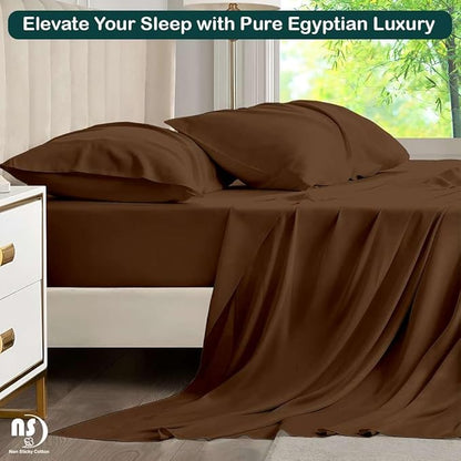 NON Sticky cotton Queen Size Sleeper Sofa Sheets, 4 Piece Egyptian Cotton Bed - Image 5