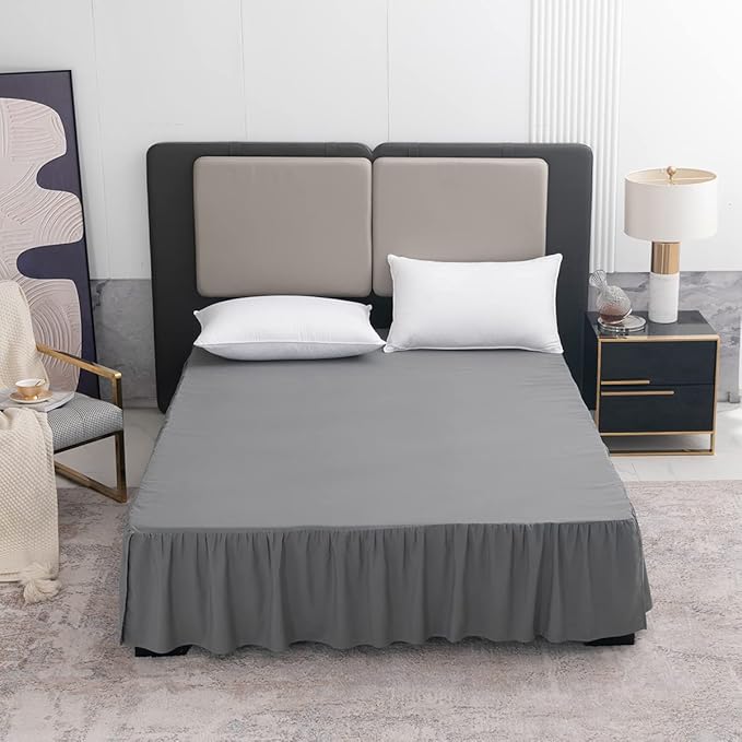 Grey Bed Skirt Twin Size Ruffled Bed Skirt - Image 6