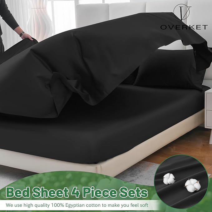 100% Egyptian Cotton Sheets Cal King Sheet Set 1000 Thread Count Sateen Weave - Image 3