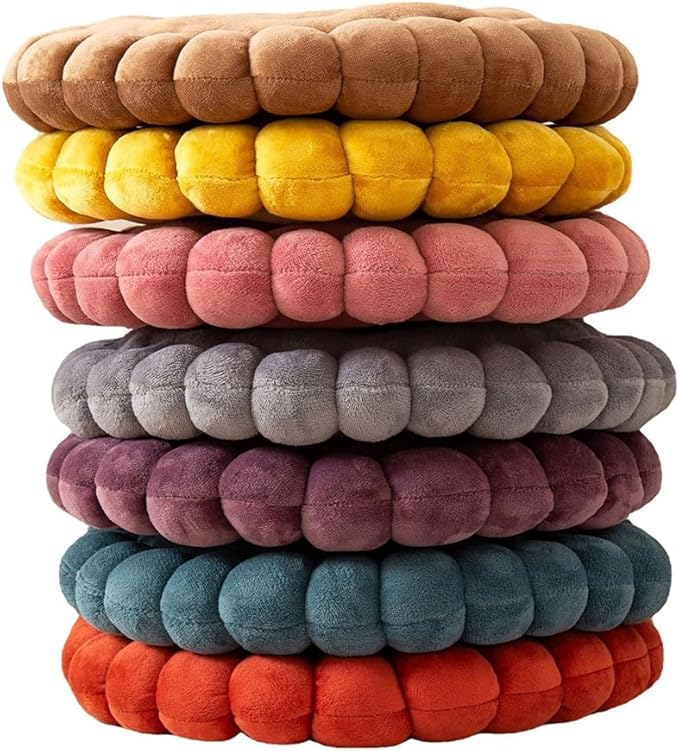 vctops Round Chair Pad Seat Cushion Solid Velvet Color Seat Pad Indoor Floor - Image 3