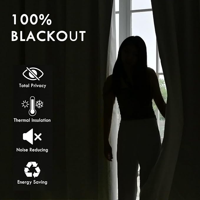 Macochico 100% Blackout Chenille Curtains - Image 2