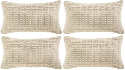 Fancy Homi 4 Packs Boho Cream Decorative Throw Pillow Covers 14x24 Inch by Fancy+Homi