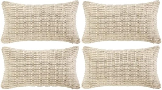 Fancy Homi 4 Packs Boho Cream Decorative Throw Pillow Covers 14x24 Inch by Fancy+Homi