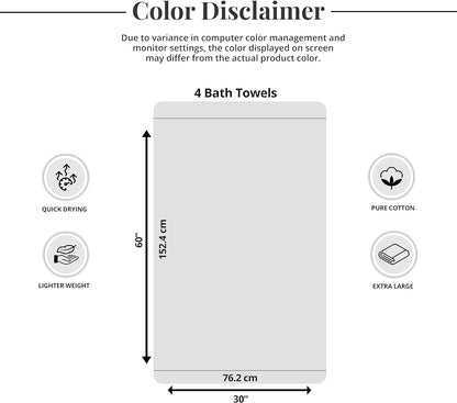 tens towels 4 piece extra large bath towels, package contents