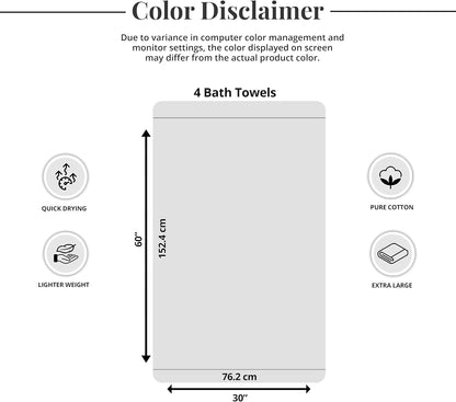 tens towels 4 piece extra large bath towels, package contents